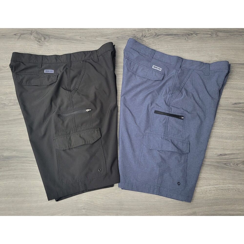 Iron Co Mens Set of 2 Cargo Shorts Utility Pockets Outdoor Casual Black Blue 36